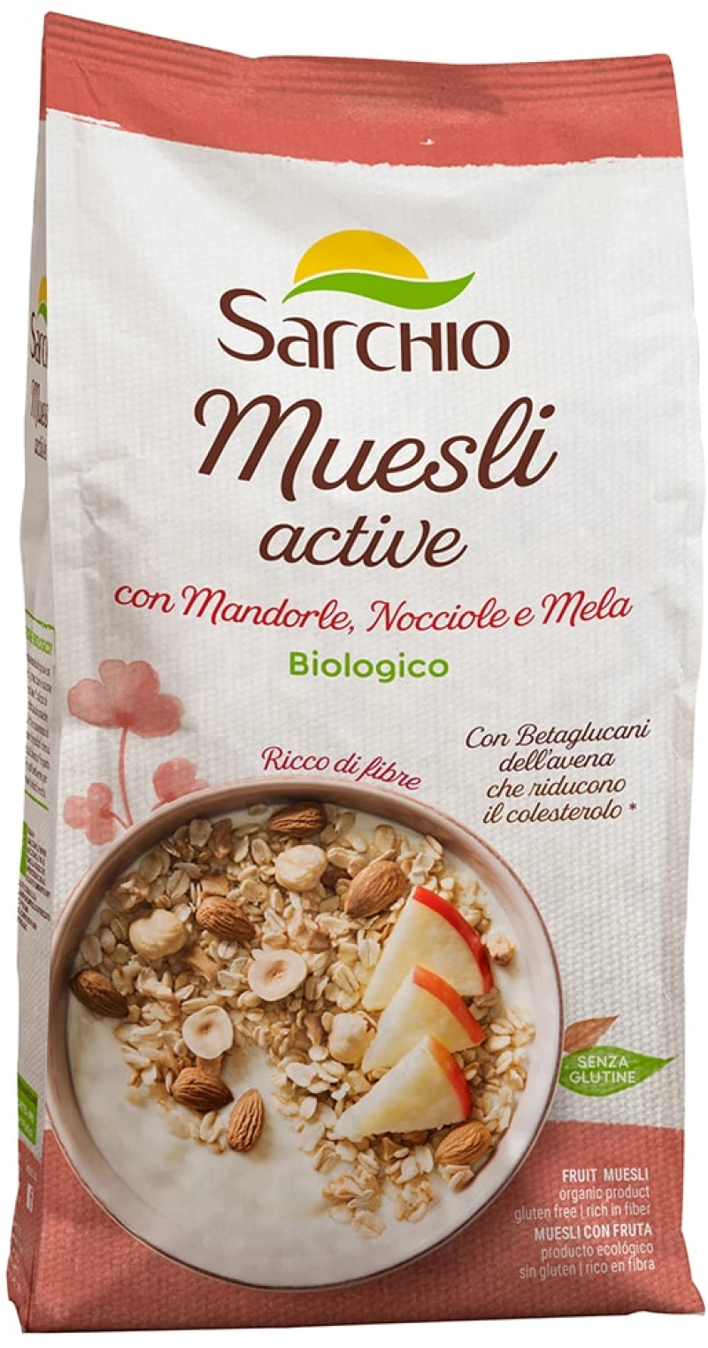 Δημητριακά Μούσλι Sarchio Muesli Active Bio Almond Hazelnut Apple Gluten Free 250g