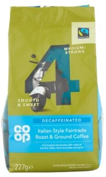 Αλεσμένος Καφές Co-op Decaffeinated Italian Style Roast and Ground Coffee 227g