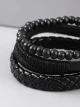 Σετ μαύρα ανδρικά δερμάτινα βραχιόλια