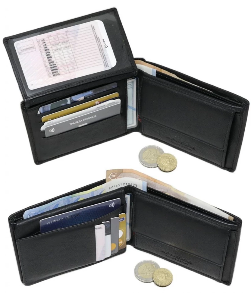 Δερμάτινο πορτοφόλι Alpha-Status RFID ταμπά