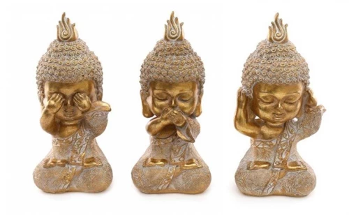 Βούδας κεραμικό χρυσός 19εκ.  σ/3 see/hear/say