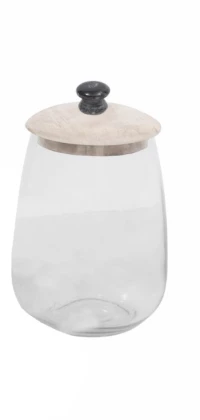 ACTIA ΔΟΧΕΙΟ ΑΠΟΘΗΚΕΥΣΗΣ ΜΕ ΚΑΠΑΚΙ ΓΥΑΛΙ ΞΥΛΟ WHITE WASHED D14xH20cmINTHEBOX