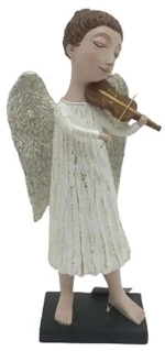 CHRISTMASH HANIEL VIOLIN ΑΓΓΕΛΟΣ ΜΕ ΦΤΕΡΑ POLYRESIN ΛΕΥΚΟ ΜΠΕΖ 18x12xH39cmINTHEBOX
