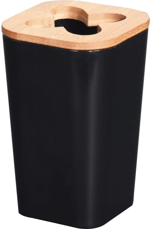ArteLibre Ποτήρι Για Οδοντόβουρτσα Μαύρο/Φυσικό Πλαστικό/Μπαμπού 73x73x115mm - 06350758 - inde.gr
