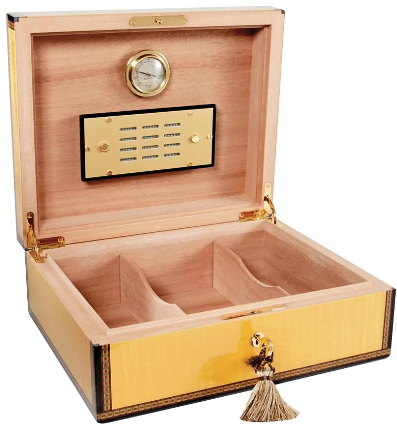 Πουροθήκη Υγραντήρας Πούρων Elie Bleu Cigar Humidor Medal Yellow
