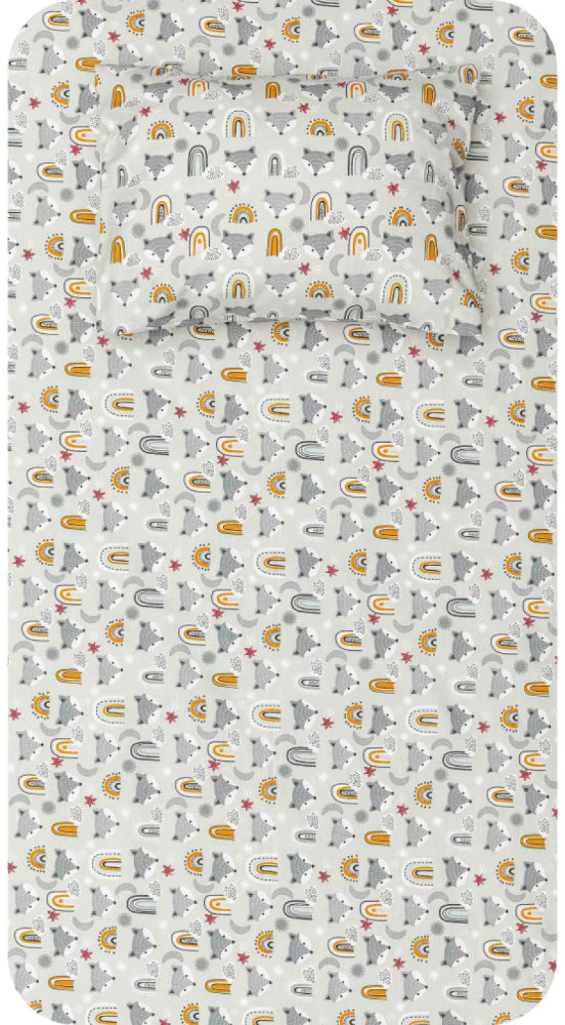 Σεντόνια Κούνιας Σετ Αλεπού Borea Home Textiles - Γκρι