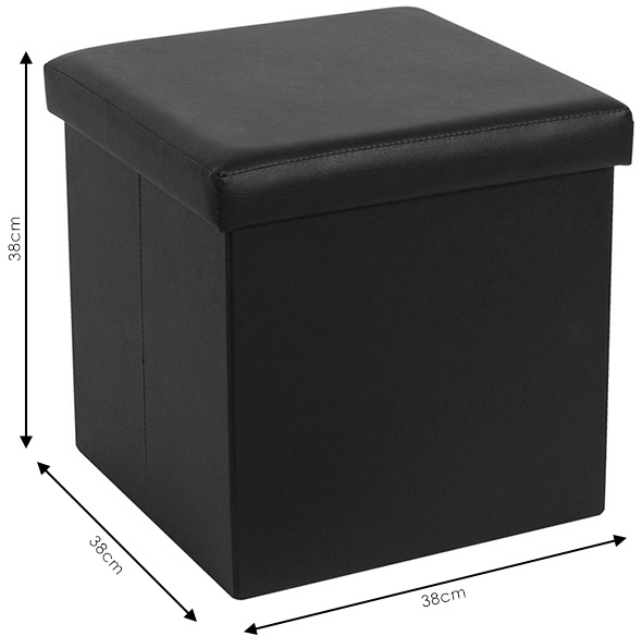 Σκαμπό-μπαούλο Crystal pakoworld pu μαύρο 38x38x38εκ