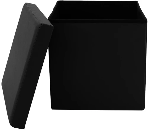 Σκαμπό-μπαούλο Crystal pakoworld pu μαύρο 38x38x38εκ