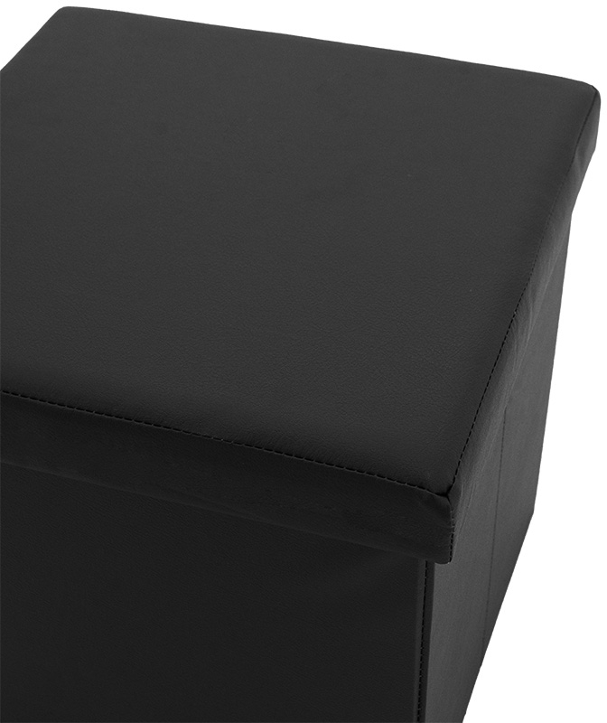 Σκαμπό-μπαούλο Crystal pakoworld pu μαύρο 38x38x38εκ