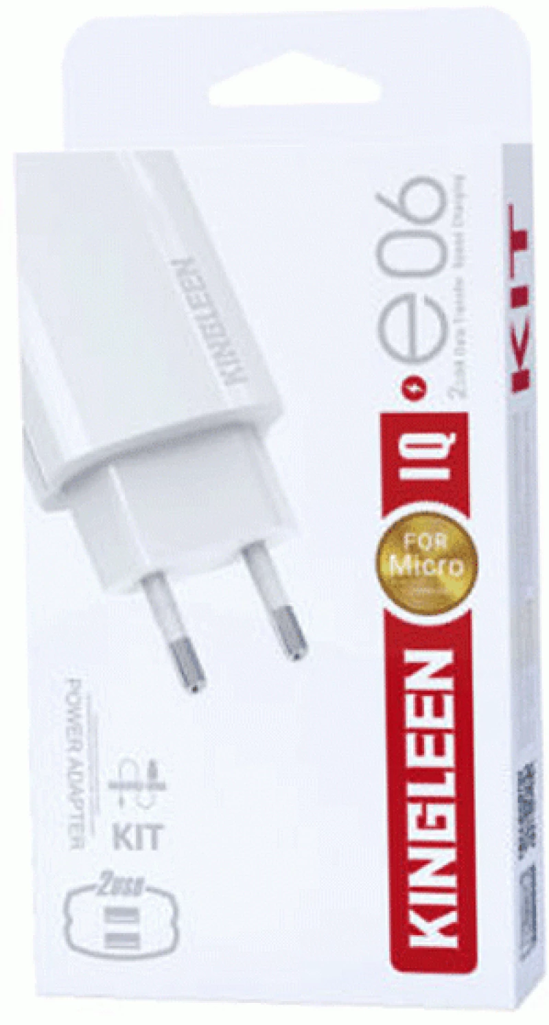 KINGLEEN E06 Φορτιστής κινητού / Mobile Charger με 2 Θύρες USB-A - Χρώμα: Λευκό