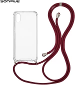 Θήκη Σιλικόνης με Κορδόνι Sonique Armor Clear Apple iPhone XR Μπορντό - Sonique - Μπορντό - iPhone XR