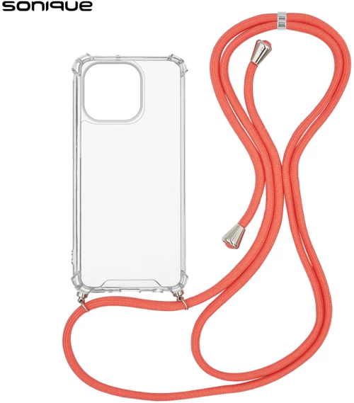 Θήκη Σιλικόνης με Κορδόνι Sonique Armor Clear Apple iPhone 14 Pro Κοραλλί - Sonique - Κοραλλί - iPhone 14 Pro