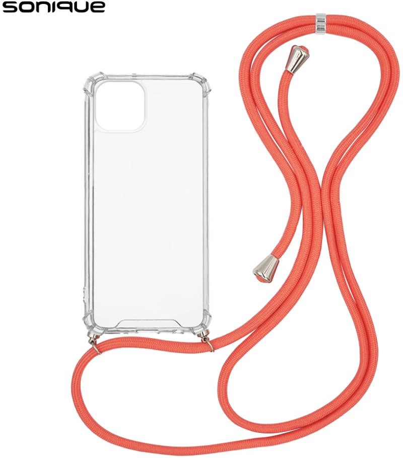 Θήκη Σιλικόνης με Κορδόνι Sonique Armor Clear Apple iPhone 14 Κοραλλί - Sonique - Κοραλλί - iPhone 14
