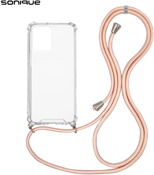 Θήκη Σιλικόνης με Κορδόνι Sonique Armor Clear Realme 8 / Realme 8 Pro Ροζ Σατινέ - Sonique - Ροζ Σατινέ - Realme 8, Realme 8 Pro