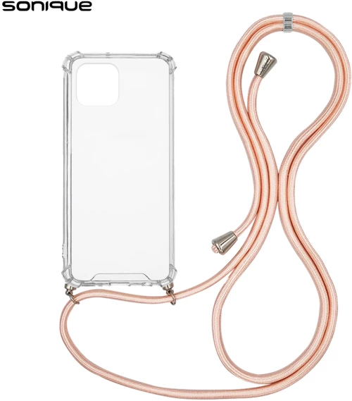 Θήκη Σιλικόνης με Κορδόνι Sonique Armor Clear Xiaomi Redmi A1 / Redmi A2 Ροζ Σατινέ - Sonique - Ροζ Σατινέ - Redmi A1, Redmi A2