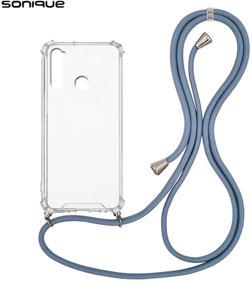 Θήκη Σιλικόνης με Κορδόνι Sonique Armor Clear Xiaomi Redmi Note 8 / Redmi Note 8 2021 Μπλε Γκρι - Sonique - Μπλε Γκρι - Redmi Note 8, Redmi Note 8 2021