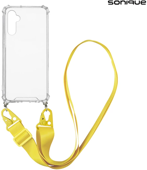 Θήκη Σιλικόνης με Strap Sonique Armor Clear Samsung Galaxy A14 4G / Galaxy A14 5G Κίτρινο - Sonique - Κίτρινο - Galaxy A14 4G, Galaxy A14 5G