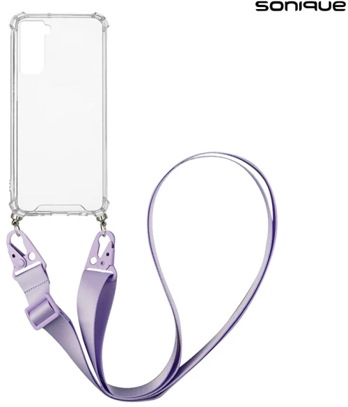 Θήκη Σιλικόνης με Strap Sonique Armor Clear Samsung Galaxy S21 Λιλά - Sonique - Λιλά - Galaxy S21