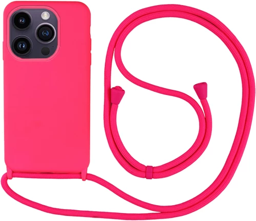 Θήκη Σιλικόνης με Κορδόνι CarryHang Apple iPhone 14 Pro Φουξ - My Colors - Φουξ - iPhone 14 Pro