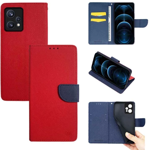 Θήκη Βιβλίο Sonique Trend Book Realme 9 5G / Realme 9 Pro 5G Κόκκινο / Σκούρο Μπλε - Sonique - Κόκκινο / Σκούρο Μπλε - Realme 9 5G, Realme 9 Pro 5G