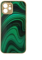 GKK Electroplate Marble Glass Case Apple iPhone 12 Πράσινο - GKK - Πράσινο - iPhone 12