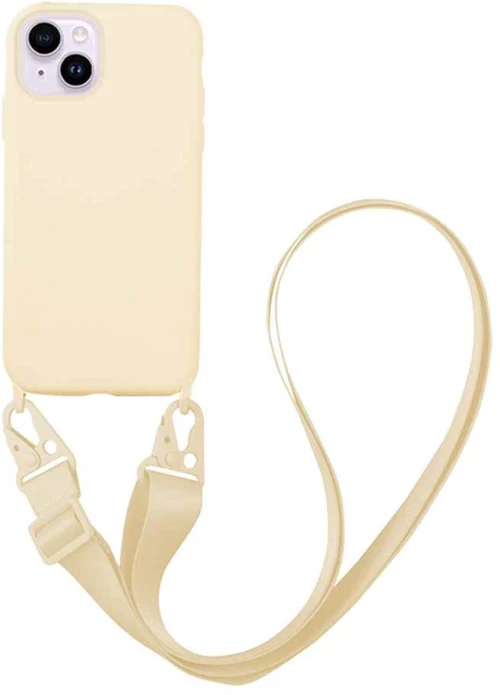 Θήκη CarryHang Liquid Silicone Strap Apple iPhone 14 Μπεζ - My Colors - Μπεζ - iPhone 14