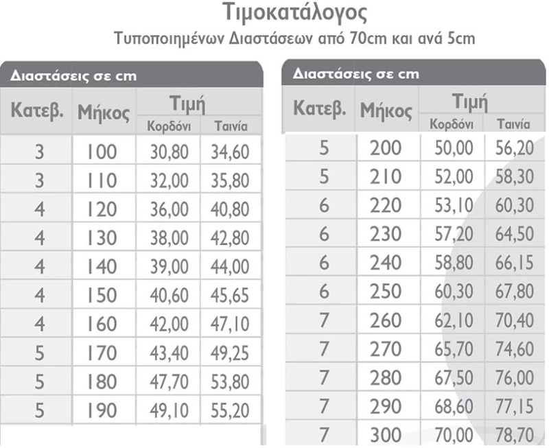Ρολερ Roman 100cm εως 300cm