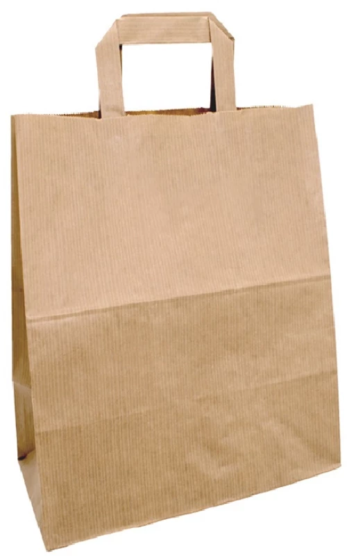 Τσάντα Φαγητού Kraft Χάρτινη Καφέ με Πλακέ Χερούλι 28x17x29cm