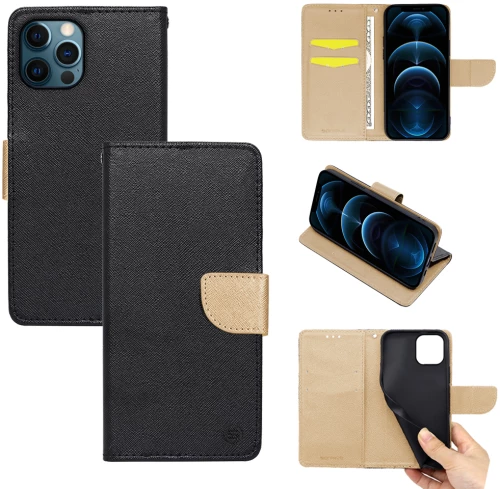 Θήκη Βιβλίο Sonique Trend Book Apple iPhone 12 Pro Max Μαύρο / Χρυσό - Sonique - Μαύρο / Χρυσό - iPhone 12 Pro Max