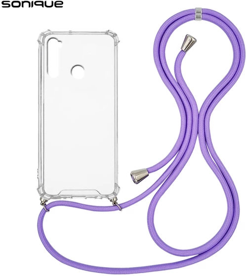 Θήκη Σιλικόνης με Κορδόνι Sonique Armor Clear Xiaomi Redmi Note 8 / Redmi Note 8 2021 Λιλά - Sonique - Λιλά - Redmi Note 8, Redmi Note 8 2021
