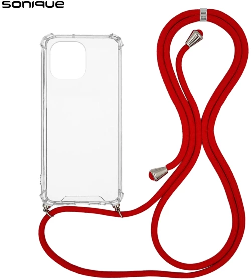 Θήκη Σιλικόνης με Κορδόνι Sonique Armor Clear Xiaomi Mi 11 Κόκκινο - Sonique - Κόκκινο - Mi 11