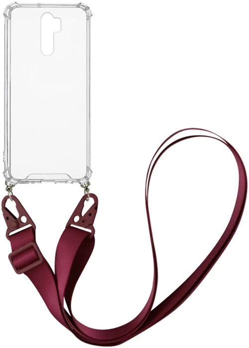 Θήκη Σιλικόνης με Strap Sonique Armor Clear Xiaomi Redmi 9 Μπορντώ - Sonique - Μπορντώ - Redmi 9
