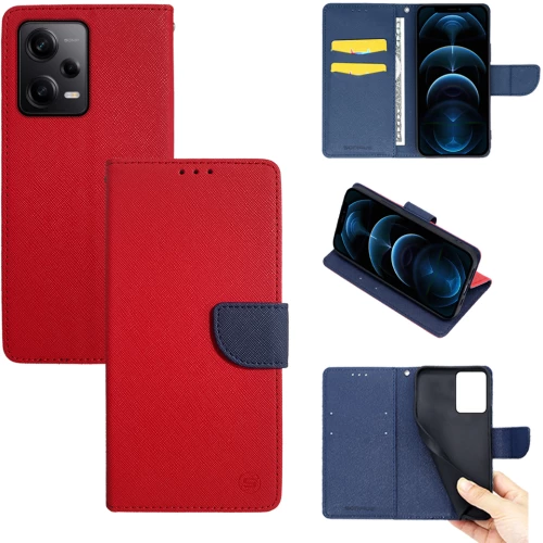 Θήκη Βιβλίο Sonique Trend Book Xiaomi Redmi Note 12 Pro 5G / Poco X5 Pro 5G Κόκκινο / Σκούρο Μπλε - Sonique - Κόκκινο / Σκούρο Μπλε - Poco X5 Pro 5G, Redmi Note 12 Pro 5G