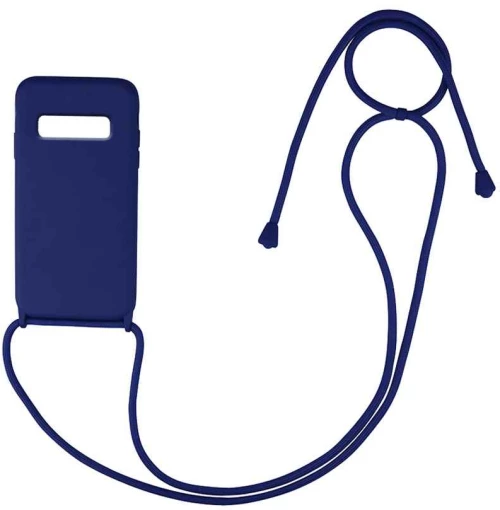 Θήκη Σιλικόνης με Κορδόνι CarryHang Samsung Galaxy S10 Μπλε Σκούρο - My Colors - Μπλε Σκούρο - Galaxy S10