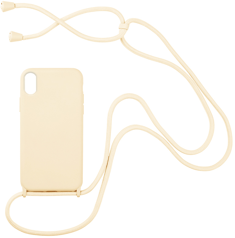 Θήκη Σιλικόνης με Κορδόνι CarryHang Apple iPhone X / iPhone XS Μπεζ - My Colors - Μπεζ - iPhone X, iPhone XS