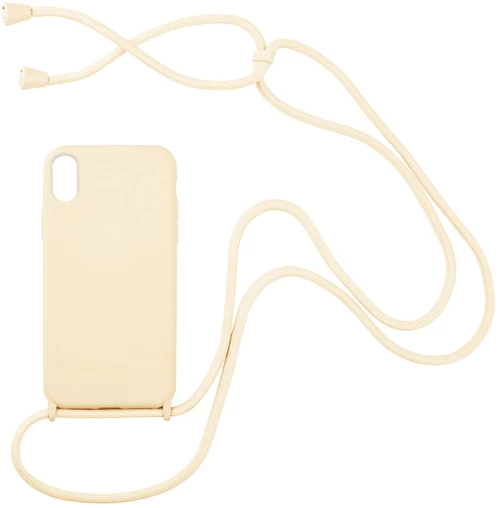 Θήκη Σιλικόνης με Κορδόνι CarryHang Apple iPhone X / iPhone XS Μπεζ - My Colors - Μπεζ - iPhone X, iPhone XS