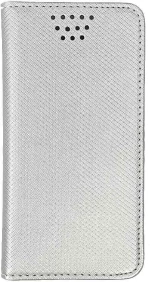 Θήκη Smart Book Universal με Αυτοκόλητο 4,5"-4,7" Ασημί - OEM - Ασημί - 4,5"-4,7"