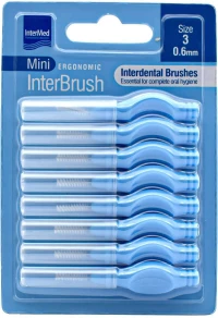 INTERMED mini ergonomic μεσοδόντια βουρτσάκια 0.6mm μπλέ 8τμχ