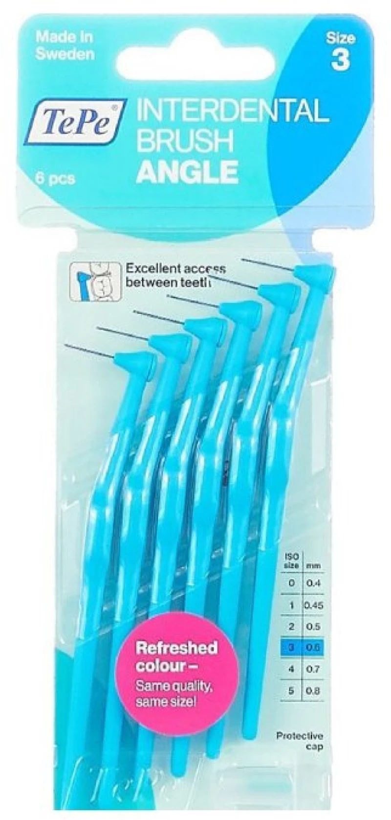 TEPE angle μεσοδόντια βουρτσάκια 0,6mm size 3 μπλε 6τμχ