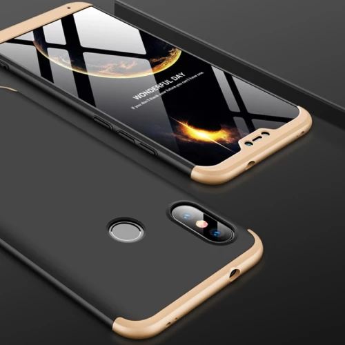 GKK Three Stage Splicing Full Coverage PC Case for Xiaomi Redmi 6 Pro / Mi A2 Lite (Black+Gold) (GKK) (OEM)
