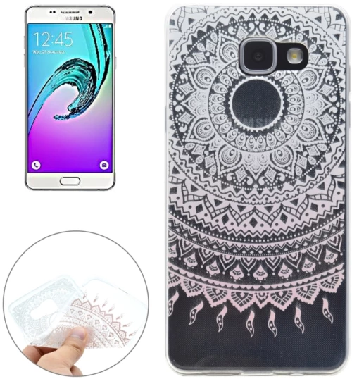 For Galaxy A5 (2016) / A510 Pink Pattern Transparent Soft TPU Protective Back Cover Case (OEM)