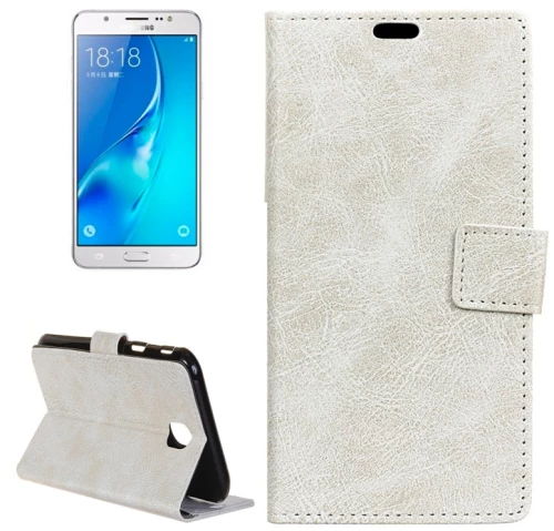 For Galaxy J7 (2017) (EU Version) Retro Crazy Horse Texture Horizontal Flip Leather Case with Holder & Card Slots & Wallet & Photo Frame(White) (OEM)