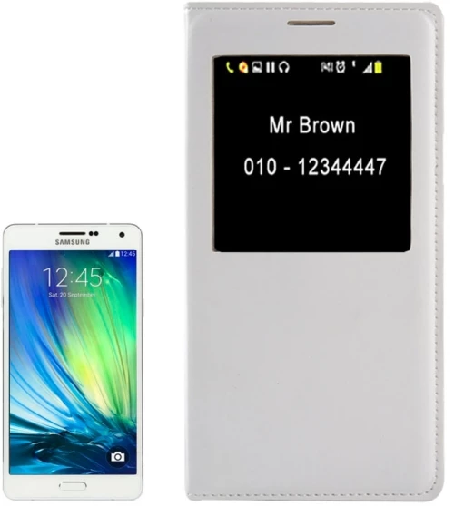 Litchi Texture Horizontal Flip Leather Case with Call Display ID & Sleep / Wake-up Function for Galaxy A7(White) (OEM)