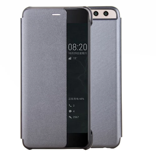 For Huawei  P10  Smart Leather Case Cover With Call Display ID PU+PC Protective Cases(Dark Blue) (OEM)