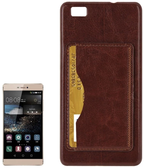 Leather Paste Skin Plastic Case with Card Slot & Holder for Huawei P8 Lite(Brown) (OEM)