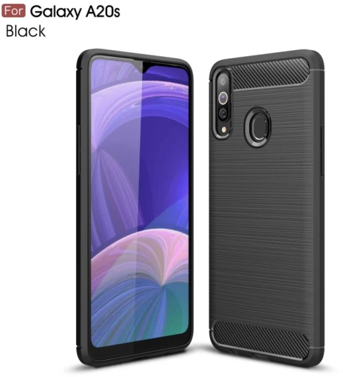 Brushed Texture Carbon Fiber TPU Case for Galaxy A20s(Black) (OEM)