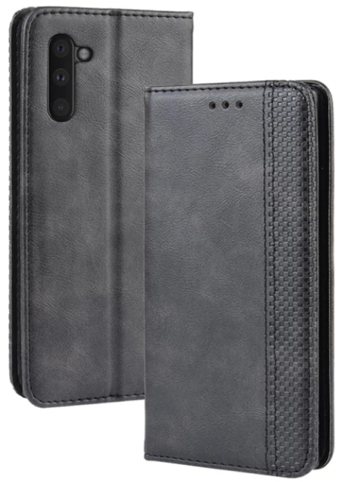 Magnetic Buckle Retro Crazy Horse Texture Horizontal Flip Leather Case for Galaxy Note 10 , with Holder & Card Slots & Photo Frame(Black) (OEM)