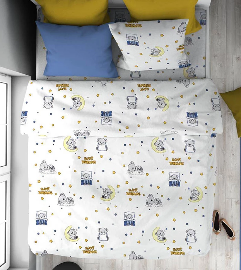 Σετ Σεντόνια Μονά 2τμχ (160x240) Sweet Dreams 554 White-Sky Blue DimCol