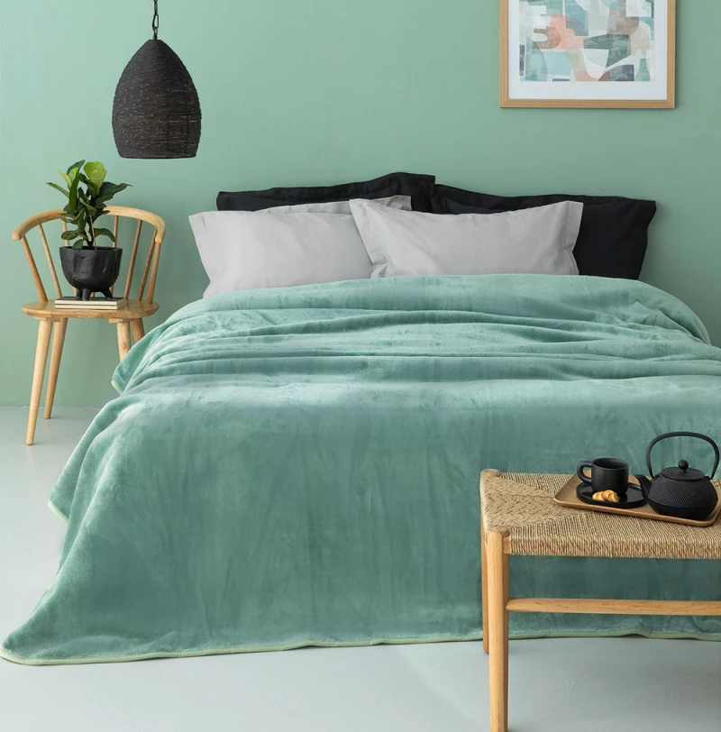 Κουβέρτα Υπέρδιπλη (220x240) Dream Velour Green Palamaiki