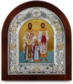 Ασημένια εικόνα ΑΓΙΟΣ ΡΑΦΑΗΛ-ΑΓΙΟΣ ΝΙΚΟΛΑΟΣ-ΑΓΙΑ ΕΙΡΙΗΝΗ ΑΓΙΟΓΡΑΦΙΑ  15x13cm
